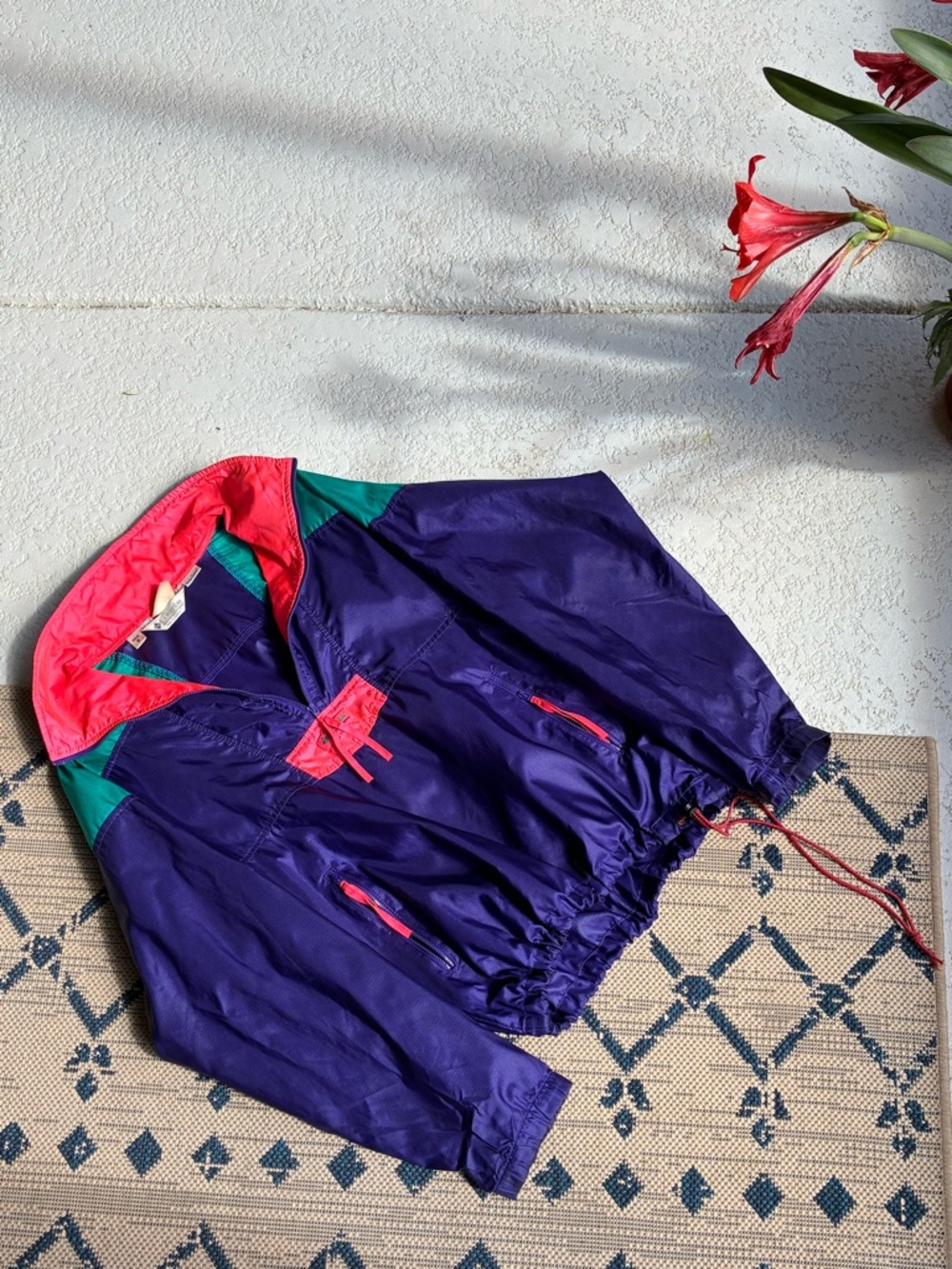 Columbia Sportswear VINTAGE 90's Neon Ripstop Pullover Windbreaker Men's Small - Picture 2 of 11